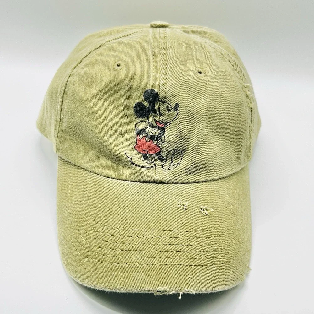 Mickey Mouse Unbranded Character DIstressed Hat Cap Adjustable Strapback Green